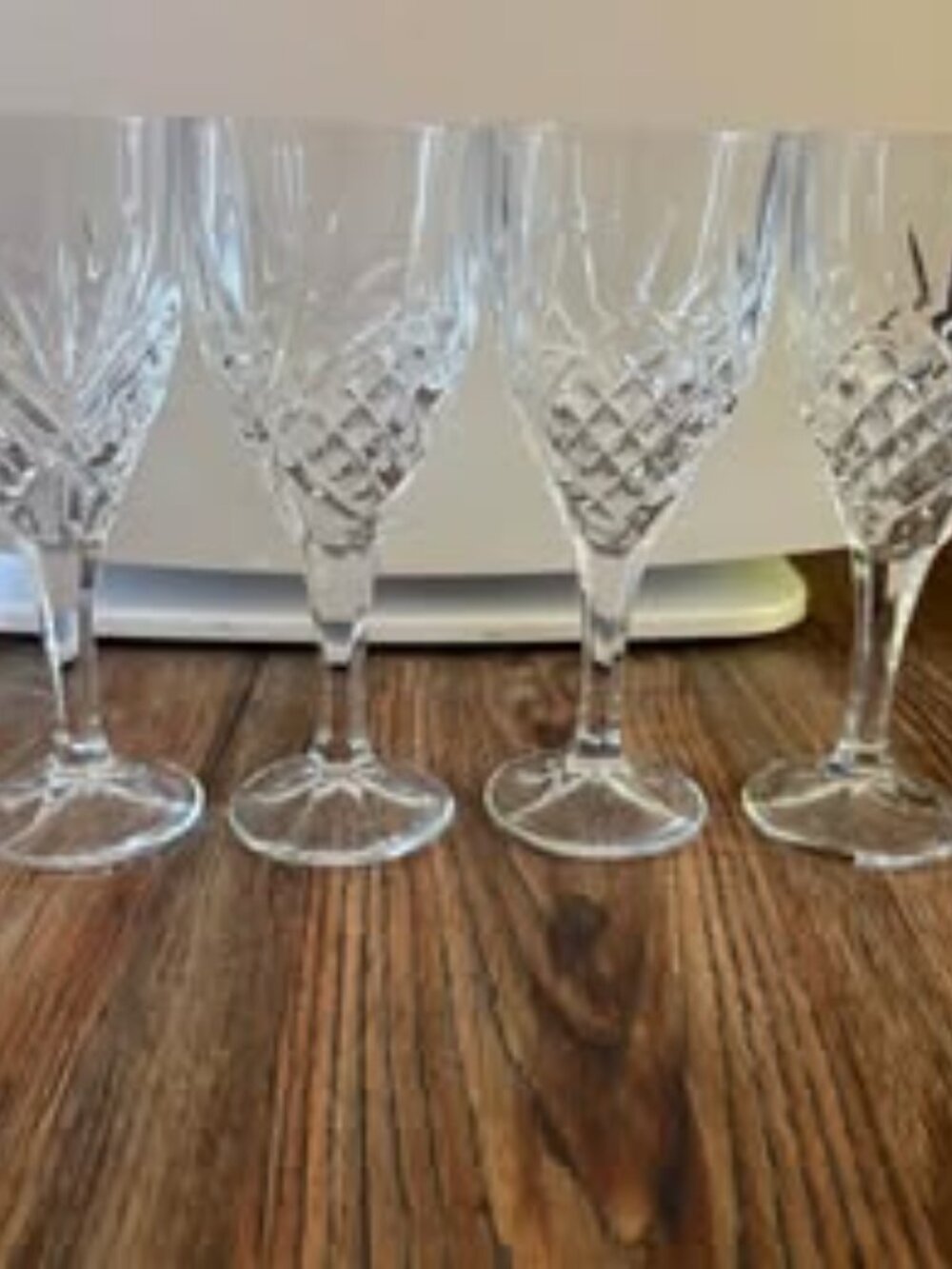 Vintage Set of 4 Beautiful Heavy Lead Crystal Wine Glasses-Used as Display